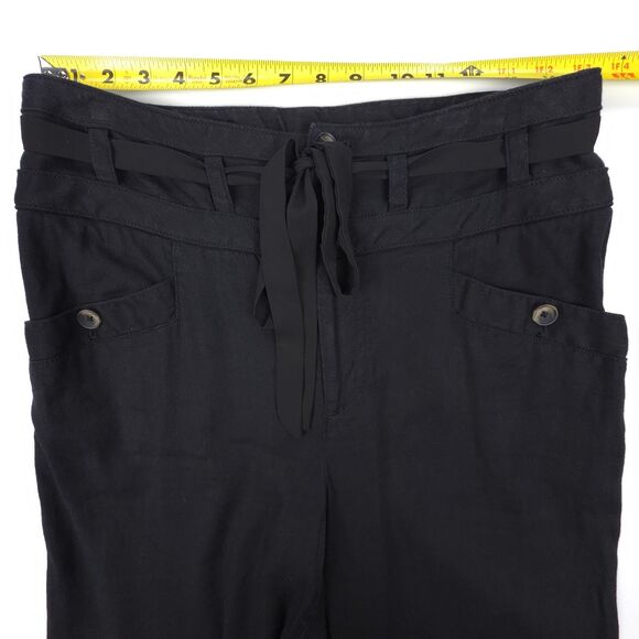BY ANTHROPOLOGIE Nellie Trousers Wide Leg Linen Belted Pant French Girl Minimal - Picture 3 of 7